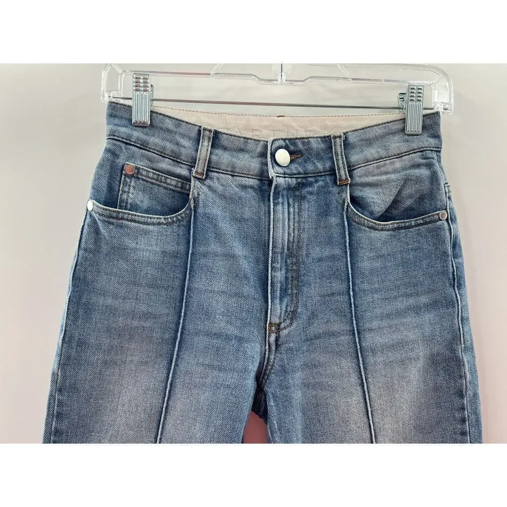 Stella McCartney Women’s Straight Legged Cropped Two Tone Jeans Blue Size 24